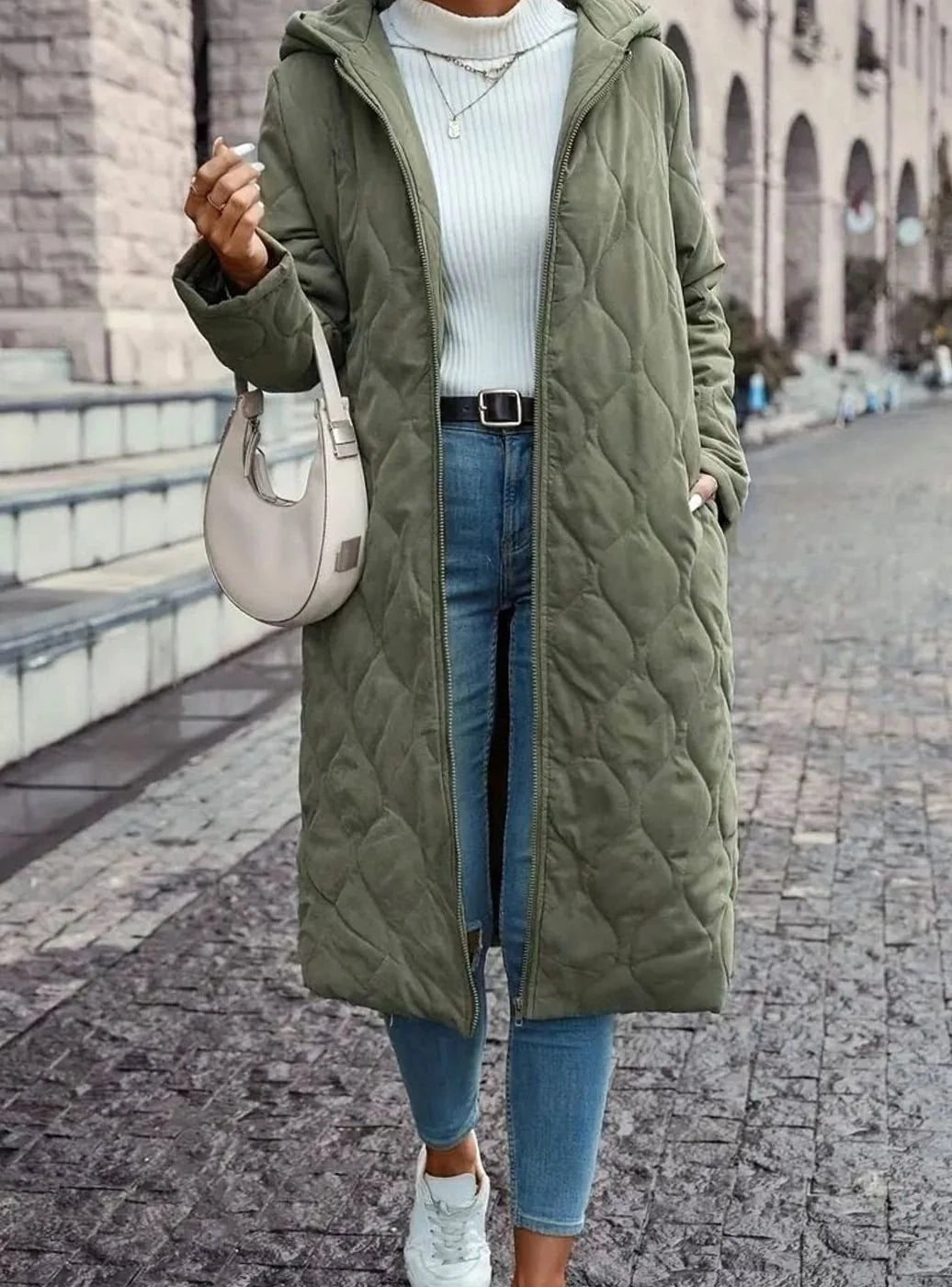 Charlotte | Damen Winterjacke Gesteppte Kapuzenjacke mit Reißverschluss 0