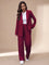Clara | Damen Taillierter Zweireihiger Hosenanzug mit Weiter Hose, Burgundy 1