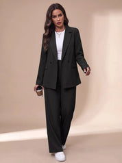 Clara | Damen Taillierter Zweireihiger Hosenanzug mit Weiter Hose, Burgundy 4
