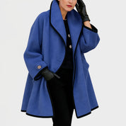 Clara | Eleganter Damen Women Coat mit Kontrastkanten Knopfverschluss 0