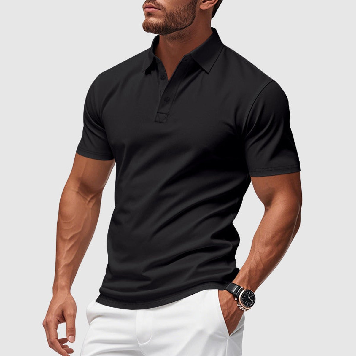Julian | Herren Kurzarm Slim-Fit Polo-Shirt mit Knopfleiste 2