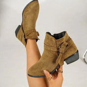 Katharina | Damen Stiefeletten mit Blockabsatz Schleife Spitzer Zehenbereich 1