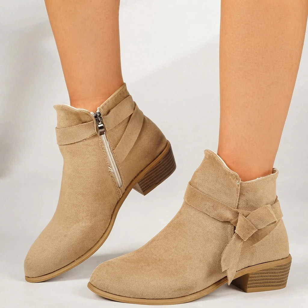 Katharina | Damen Stiefeletten mit Blockabsatz Schleife Spitzer Zehenbereich 5