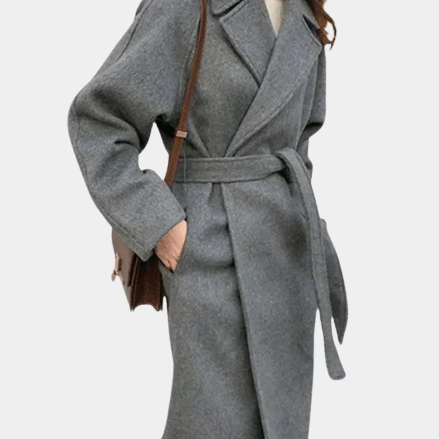 Mia | Damen Mantel damen Wollmischung taillierter Wintermantel mit Bindegürtel 5