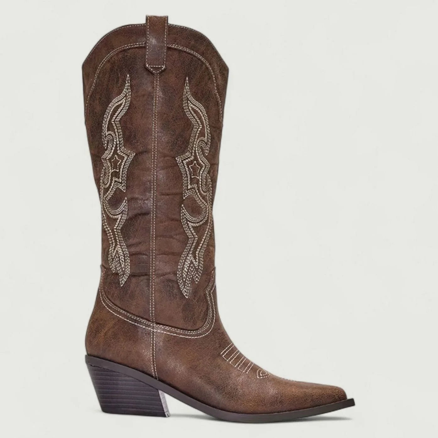 Nora | Damen Kniehohe Westernstiefel mit Spitzer Zehenpartie 2