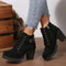 Nora | Damen Schnür-Stiefeletten mit Blockabsatz und Profilsohle 0