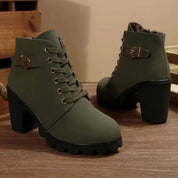 Nora | Damen Schnür-Stiefeletten mit Blockabsatz und Profilsohle 2