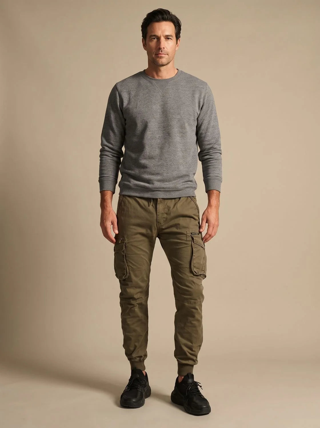 Simon | Herren Cargo Jogger Hose mit Cargotaschen elastischem Bund 1