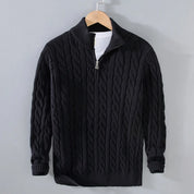 Simon | Herren Pullover Strick Halbzip Zopfmuster Baumwollmischung 1