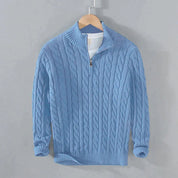 Simon | Herren Pullover Strick Halbzip Zopfmuster Baumwollmischung 4