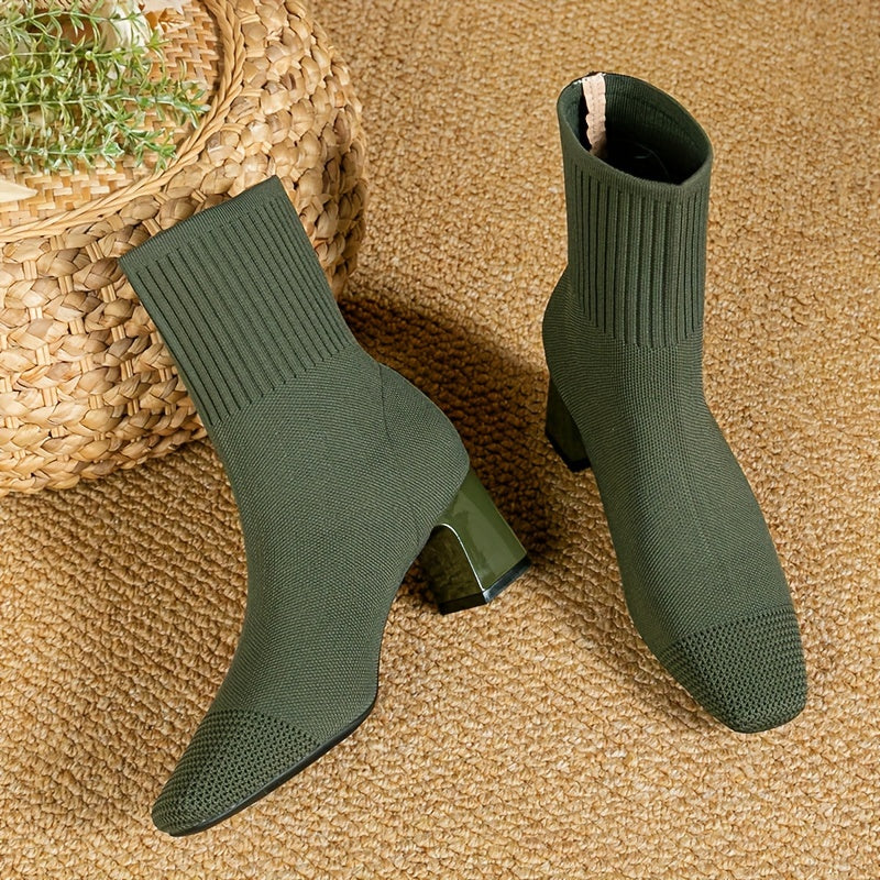 Strick-Stiefeletten Damen | Blockabsatz & Bequem 1