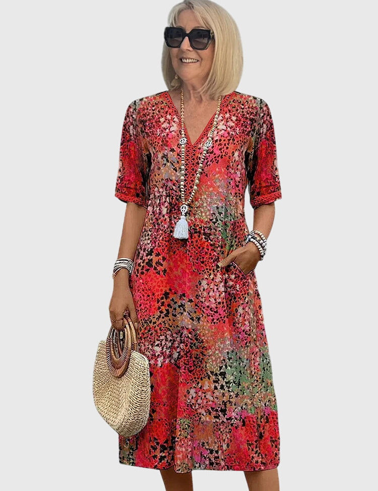 Sukienka Damska Midi W Kwiaty - Elegancka Sukienka Na Wesele I Letnie Dni 1
