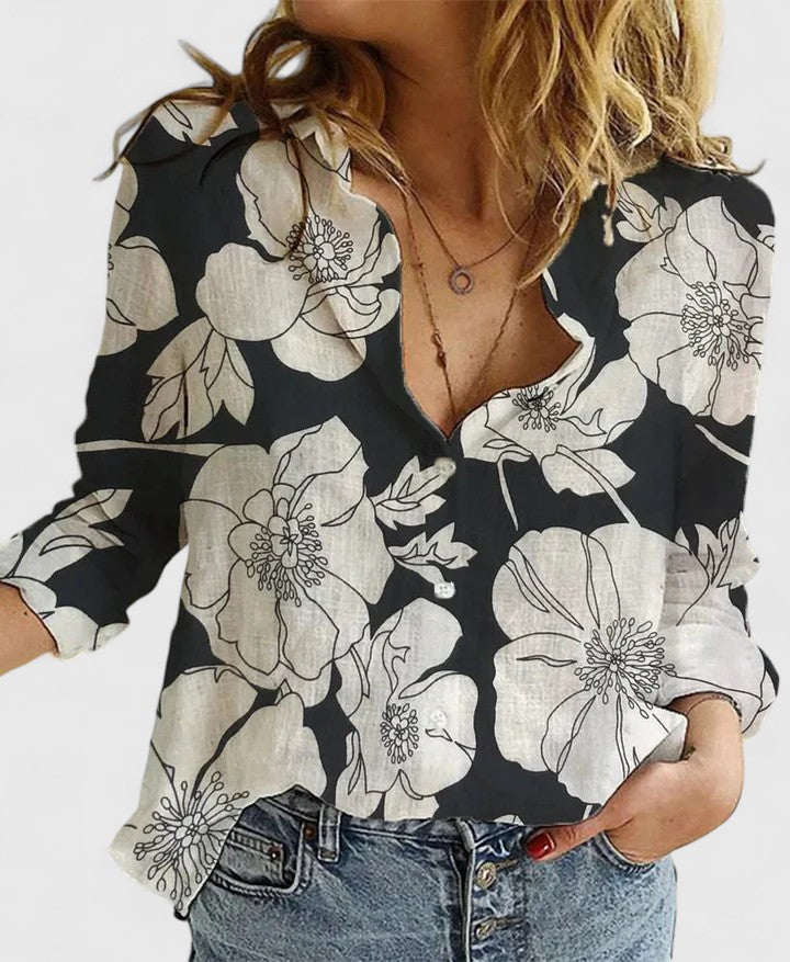 Wiebke | Hemdbluse mit offenem Kragen und langen Ärmeln 10