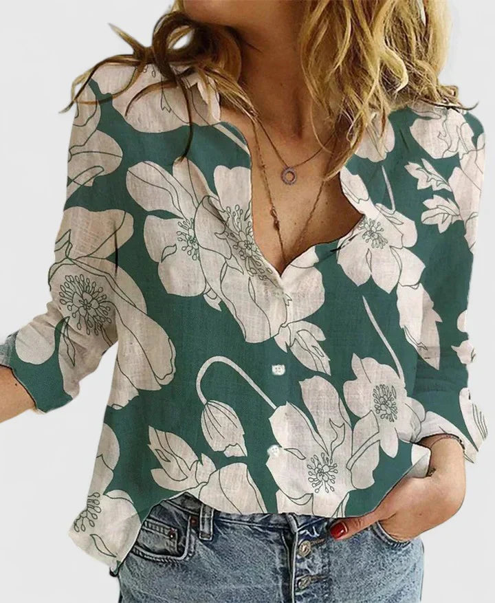 Wiebke | Hemdbluse mit offenem Kragen und langen Ärmeln 9